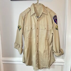 1950s US Army Berlin Brigade Khaki‎ Uniform Shirt Sz 15x32 Cold War Patches 1958